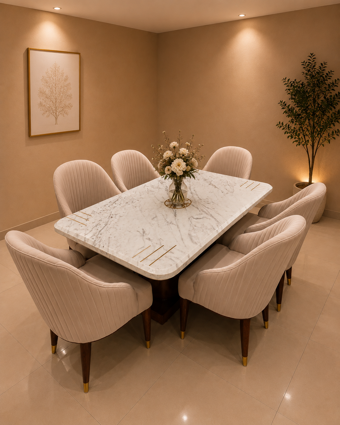 Designer Wooden Dining Table with Chairs